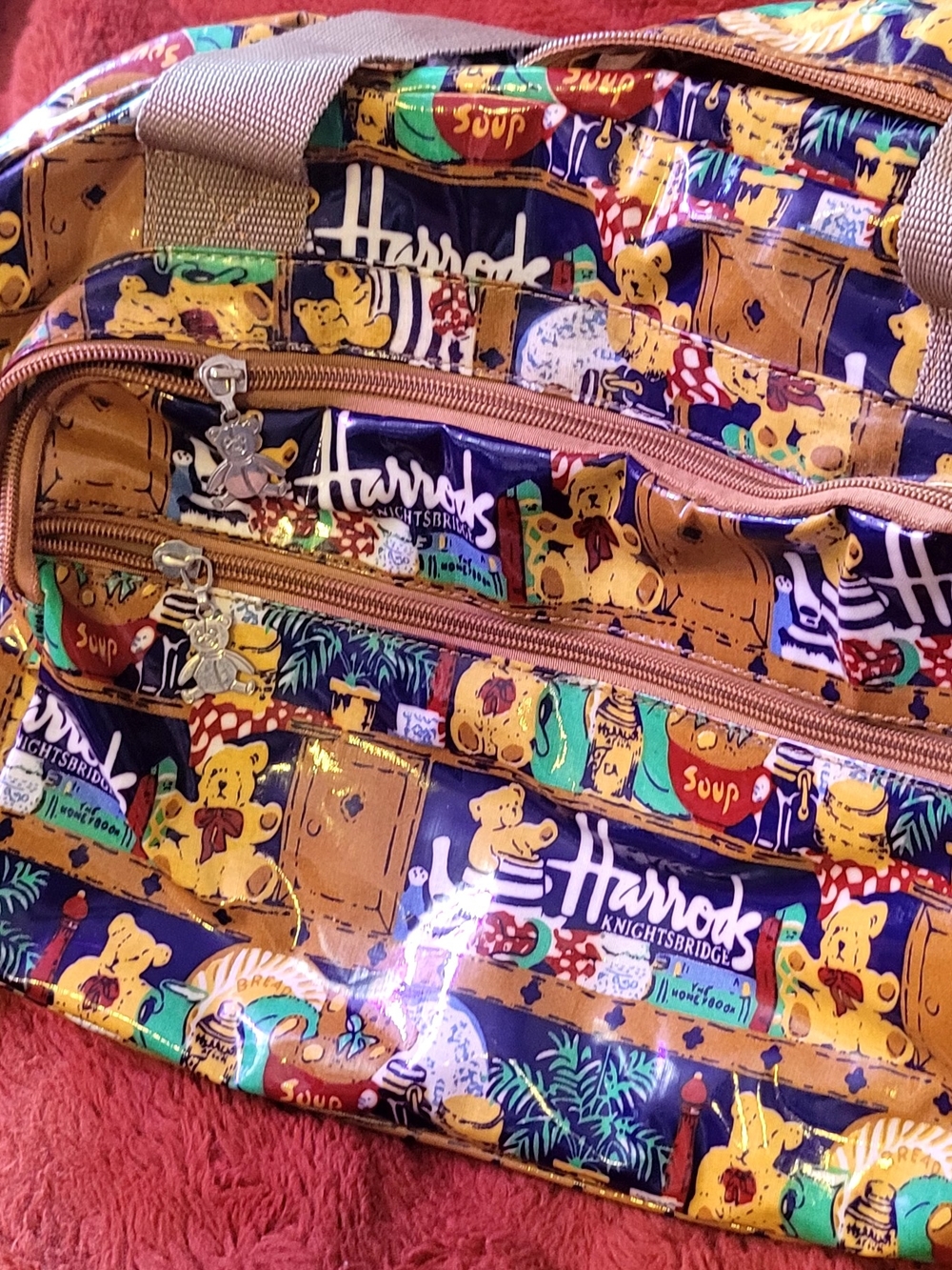 Harrods Small Duffel/Overnight Or Shoulder Bag Multicolor Teddy Print - Fun